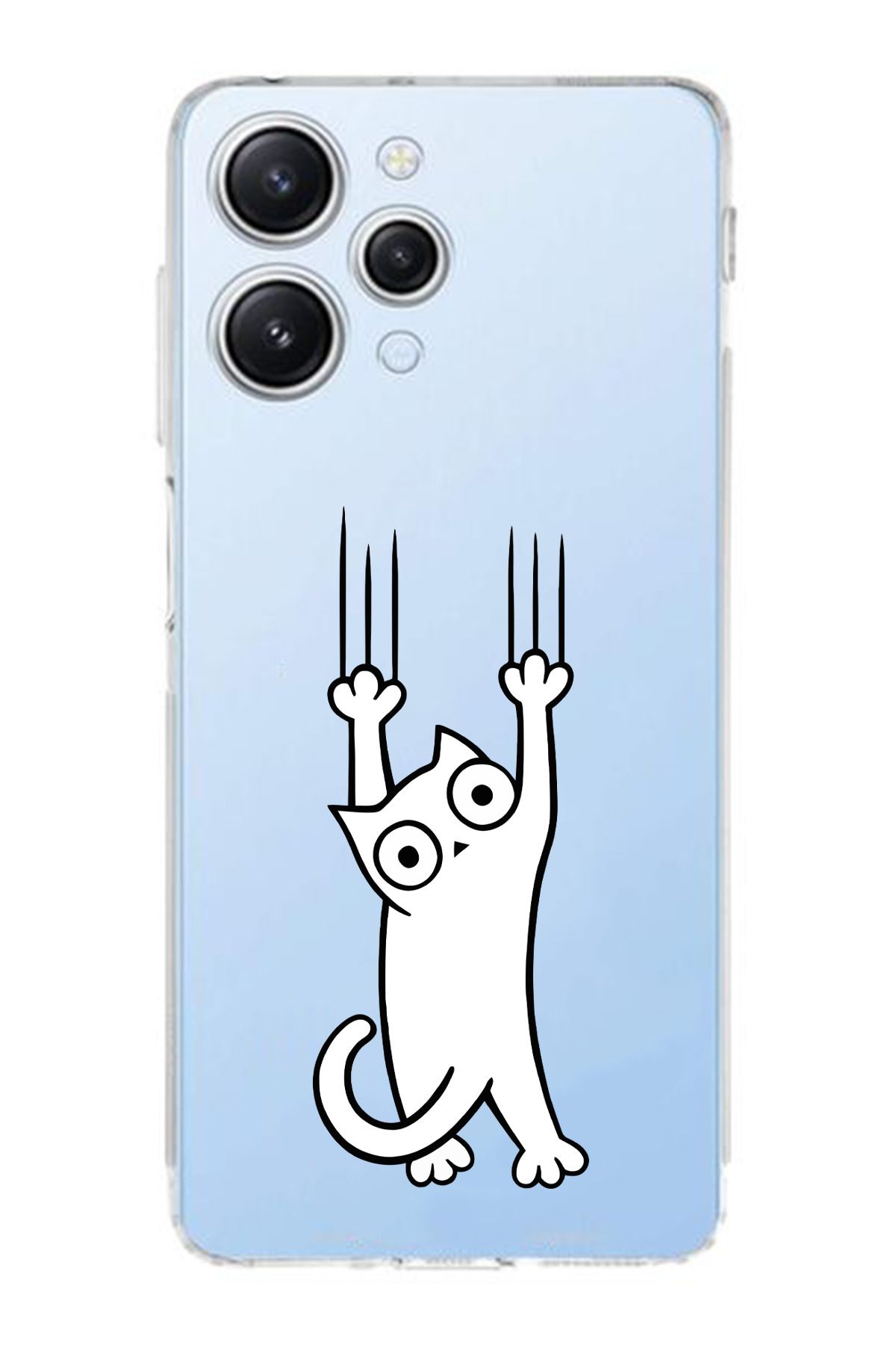 moonset Xiaomi Redmi 12 Uyumlu Kedi Tasarımlı Baskılı Şeffaf Telefon Kılıfı