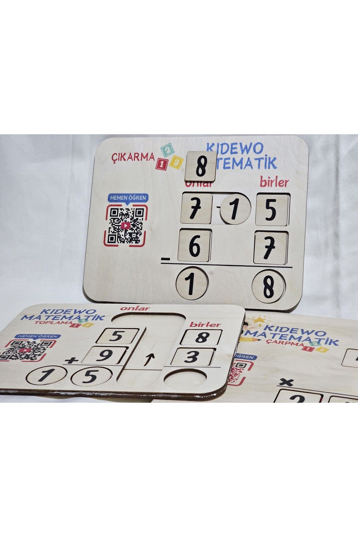 KİDEWO MONTESSORI AHŞAP MATEMATİK SETİ | TOPLAMA, ÇIKARMA VE ÇARPMA EĞİTİCİ AHŞAP OYUNCAK