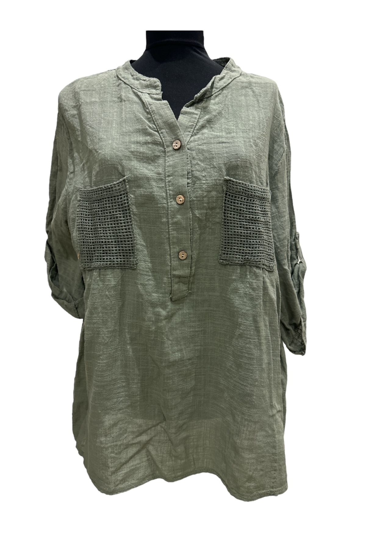 PHUTİ COLLECTION İTALYAN %100 KOTON FİLE DETAYLI BLUZ