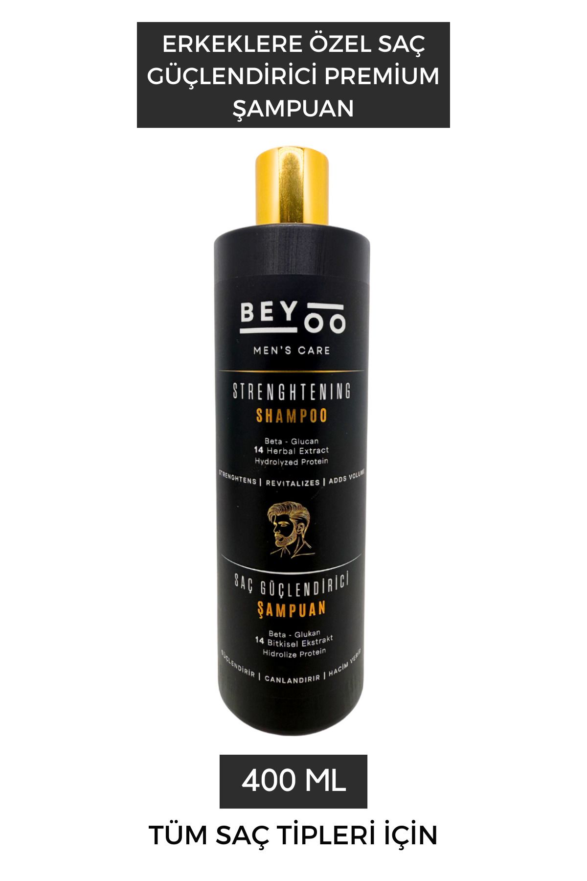 Beyoo Güçlendirici Şampuan 400ml – Erkeklere Özel Saç Dökülmesine Karşı Bitkisel – Biotin & Keratin