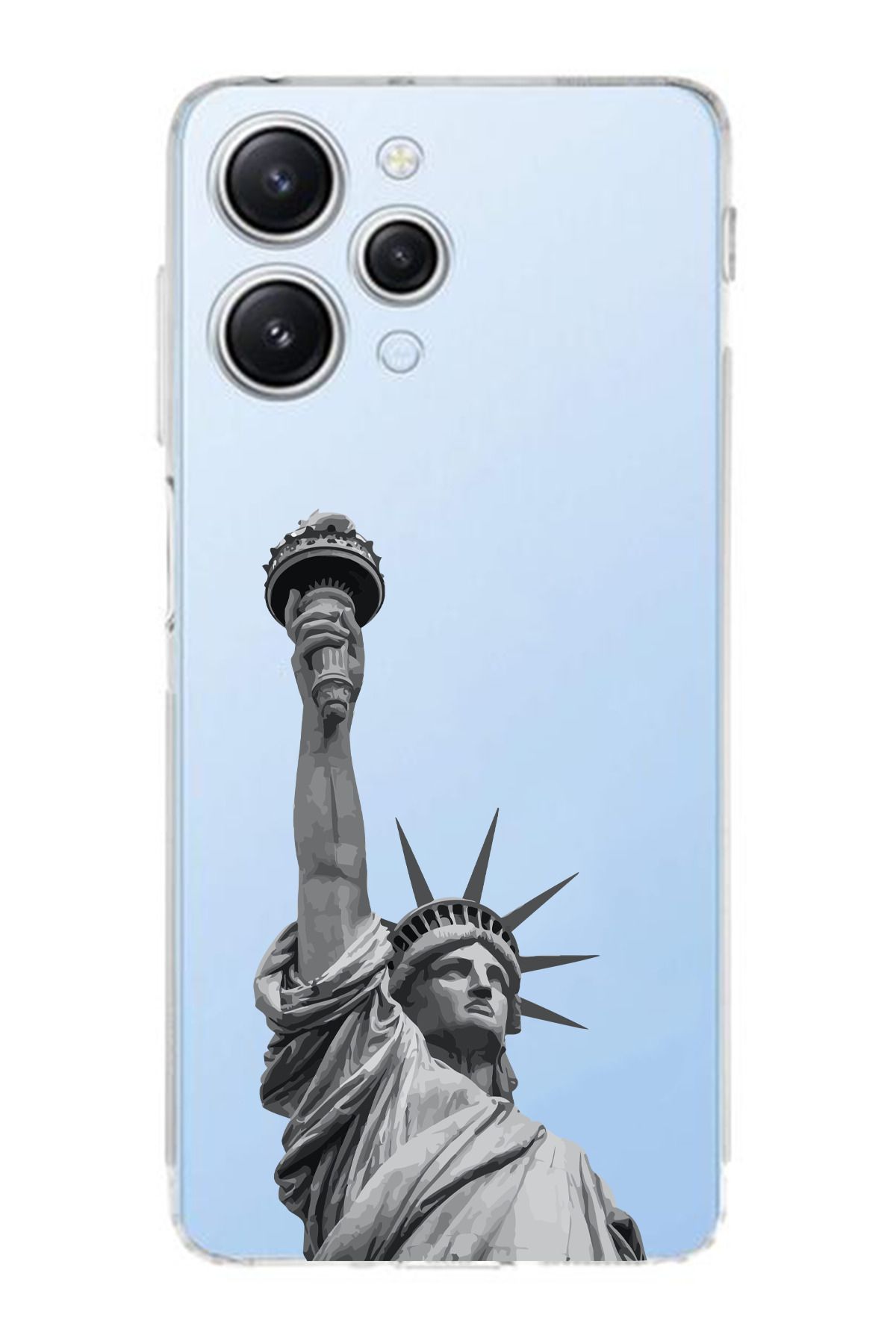 moonset Xiaomi Redmi 12 Uyumlu Özgürlük Heykeli Tasarımlı Baskılı Şeffaf Telefon Kılıfı