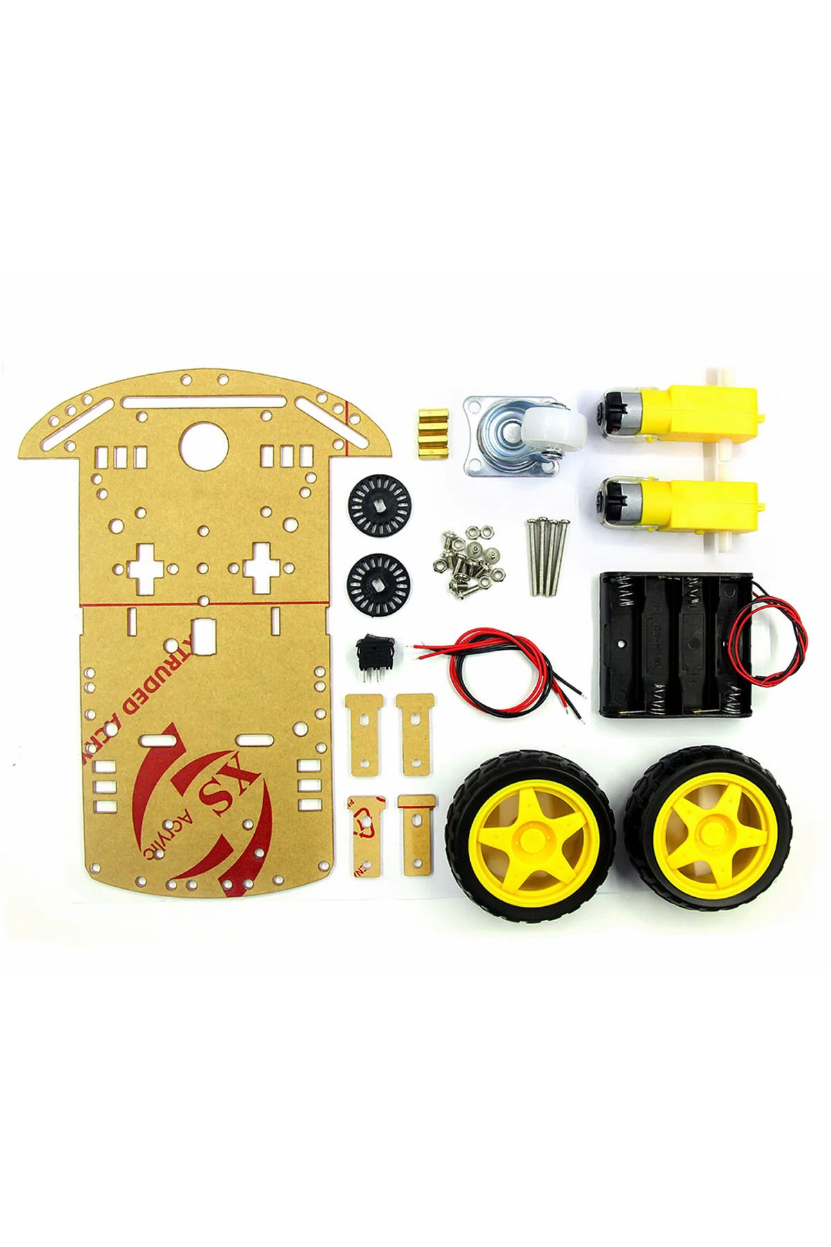 Alkatronik Demonte 2WD Akıllı Robot Araba Şasi Kiti DIY Pleksi Tekerlek Motor Çizgi İzleyen Engelden Kaçma