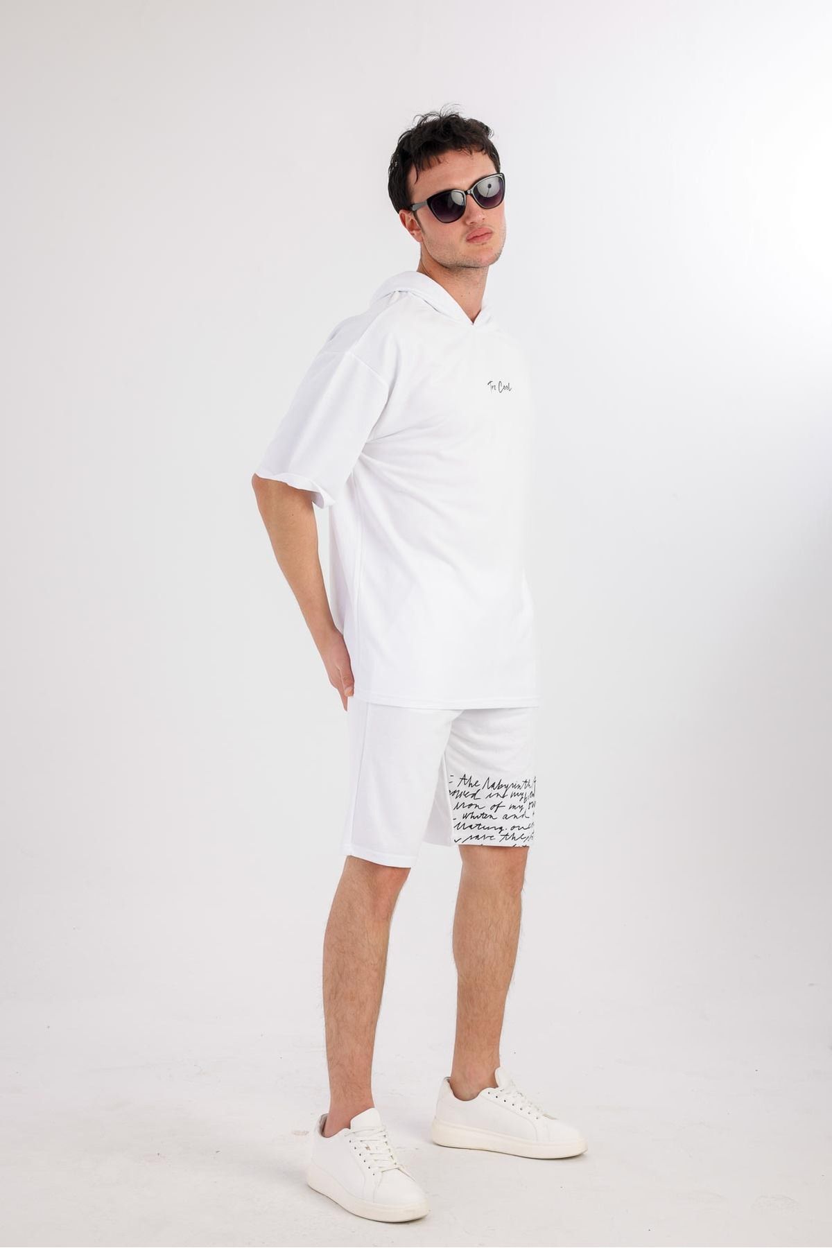 Decas OCEANO Kapüşonlu Sweatshirt & Şort Takım - Krem
