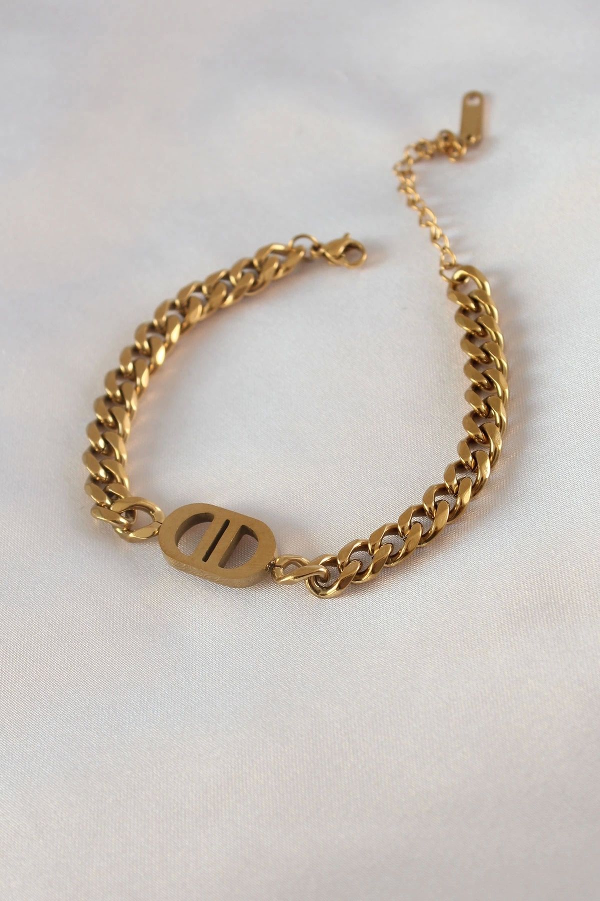 Clariss 316L Çelik Gold Renk Zincir Model Kadın Bileklik