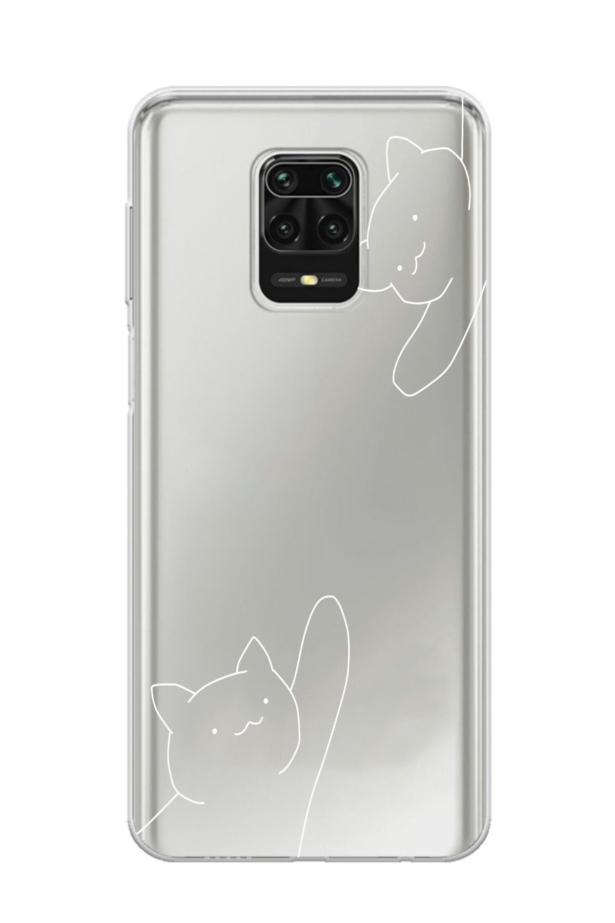 moonset Xiaomi Redmi Note 9 Pro / Note 9S Uyumlu Kediler Tasarımlı Baskılı Şeffaf Telefon Kılıfı