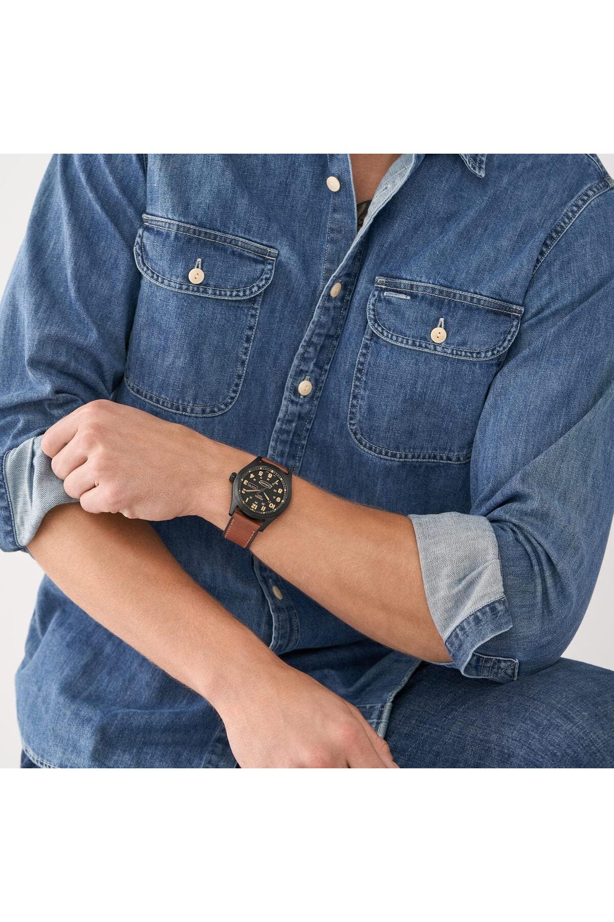 Fossil-Men's Defender Solar-Powered Stainless Steel and Leather Watch 7