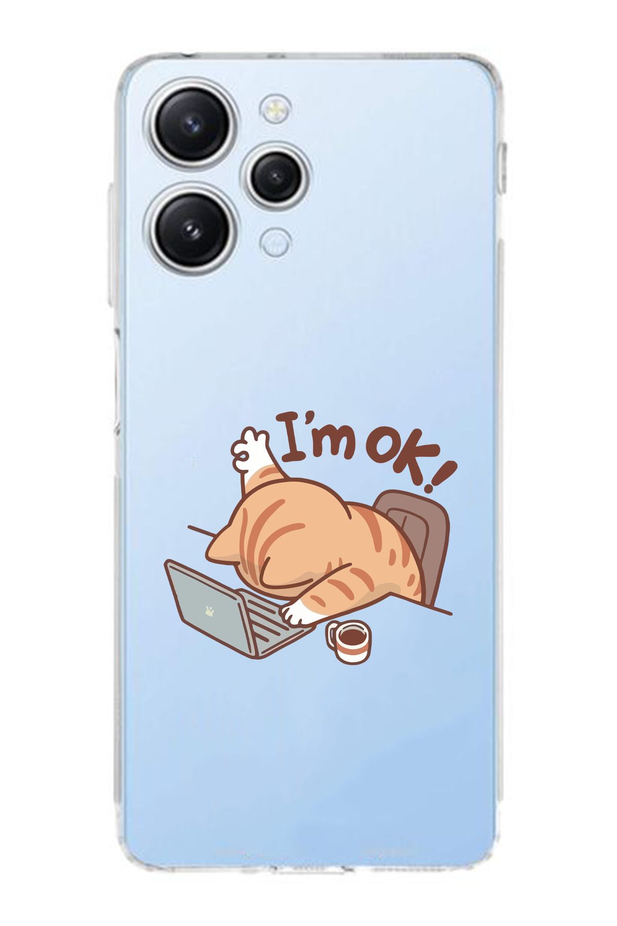 moonset Xiaomi Redmi 12 Uyumlu Sevimli Kedi Tasarımlı Baskılı Şeffaf Telefon Kılıfı