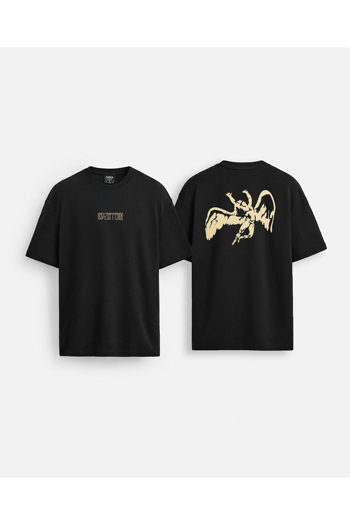 sielta Nirvana Müzik Grubu Baskılı Bisiklet Yaka Oversize Çift Taraflı Siyah Tişört T-shirt
