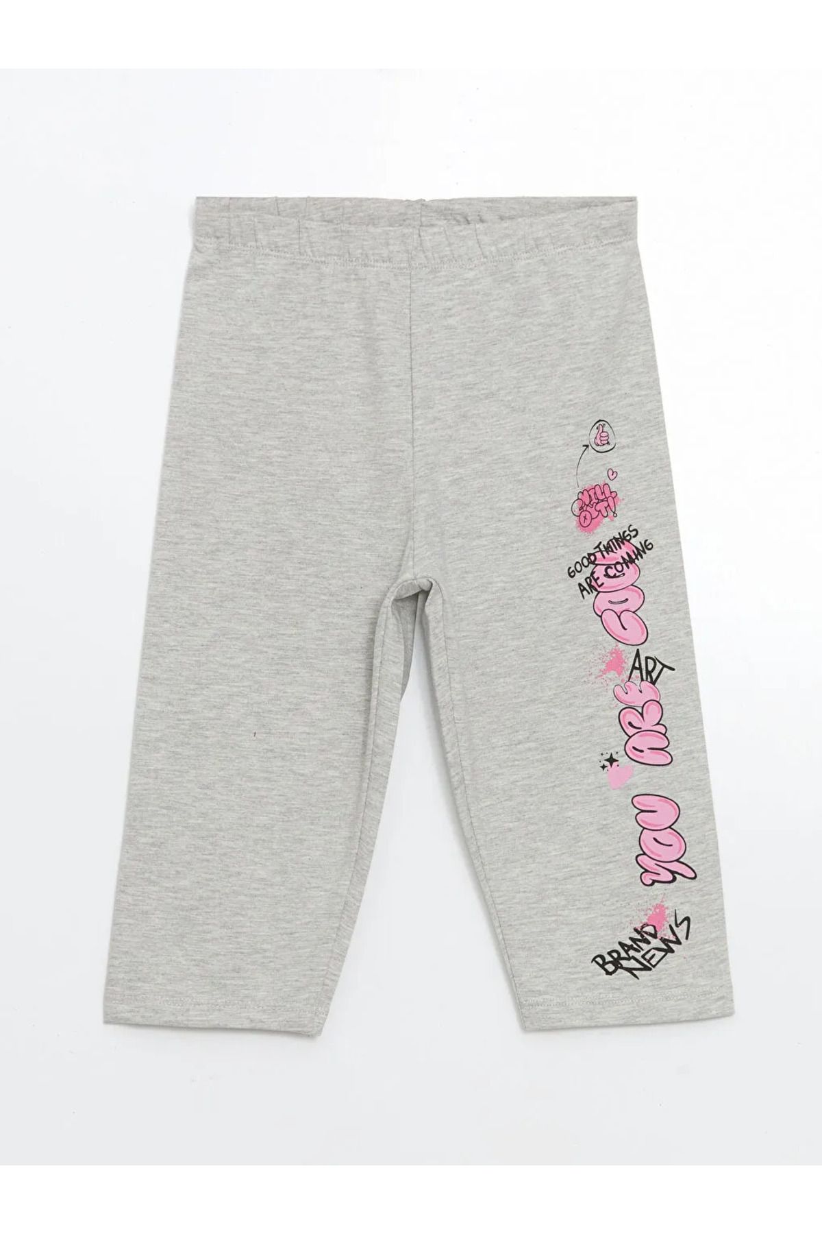 LC Waikiki LCW ECO Gri Beli Lastikli Kız Çocuk Tayt