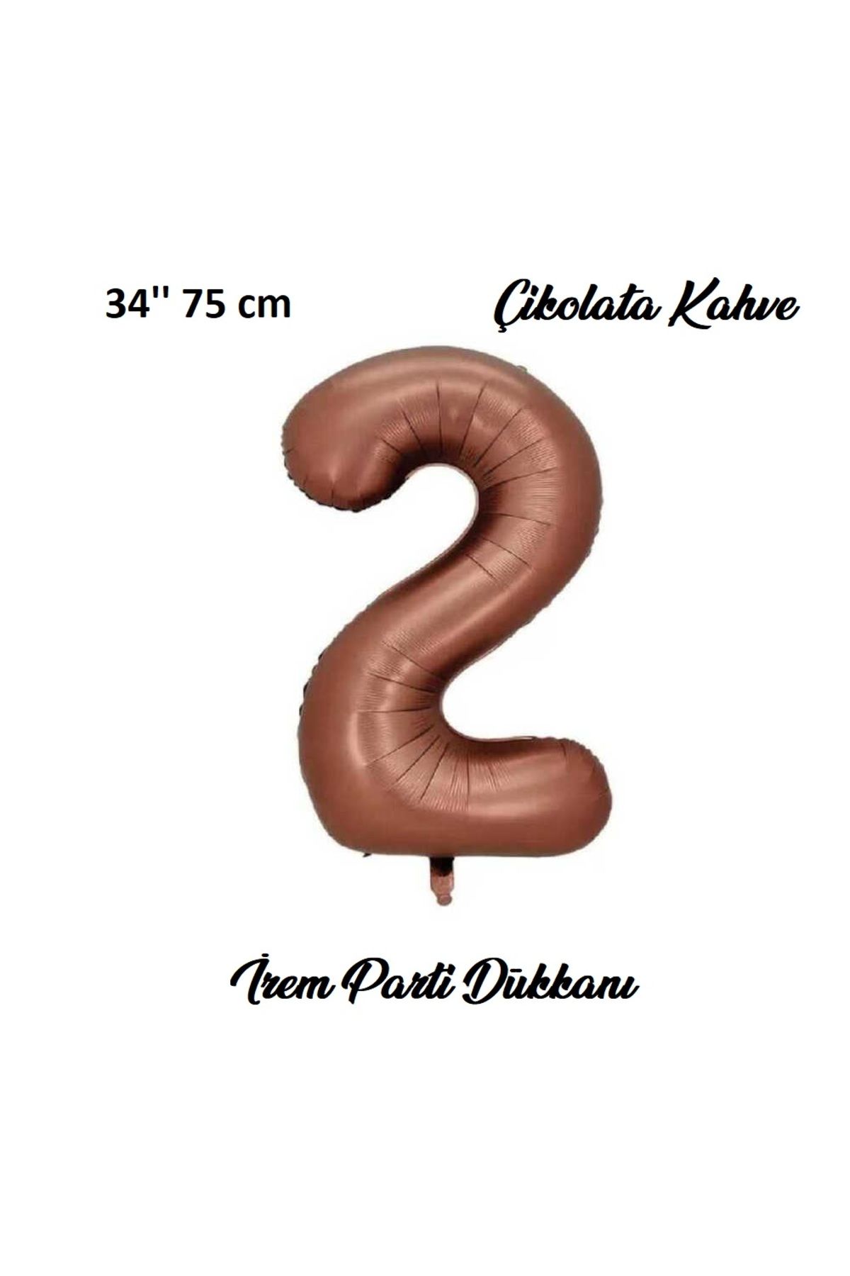 İrem Parti Dükkanı Retro Çikolata Kahve, Kahverengi 2 Yaş Rakam Balon 74 Cm 34 Inç