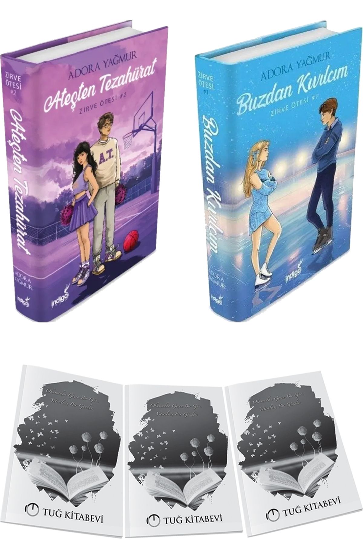 İndigo Kitap Zirve Ötesi Seti Ateşten Tezahürat + Buzdan Kıvılcım Adora Yağmur 2 Kitap CİLTLİ + Hediyeli