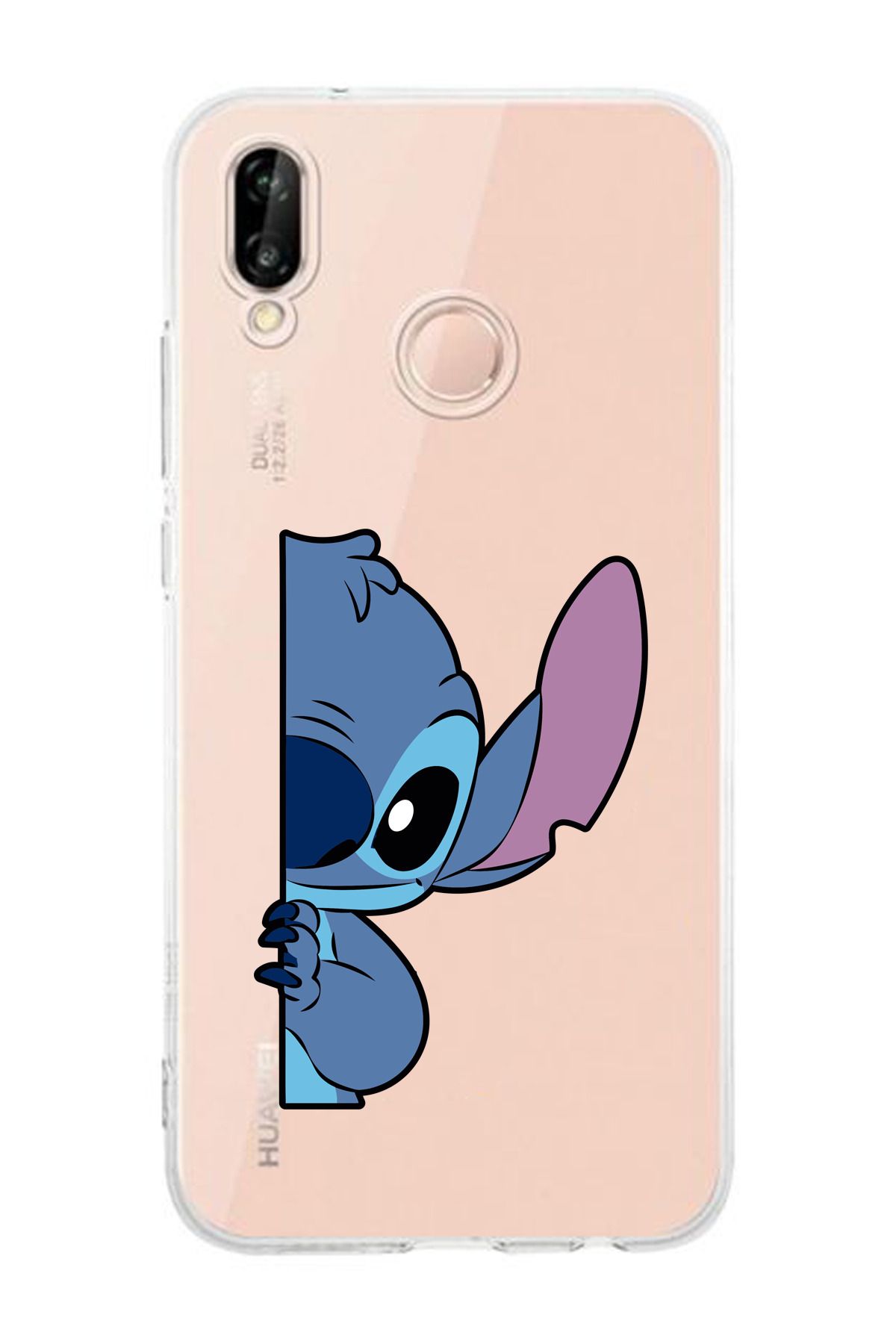 moonset Huawei P20 Lite Uyumlu Stitch Tasarımlı Baskılı Şeffaf Telefon Kılıfı