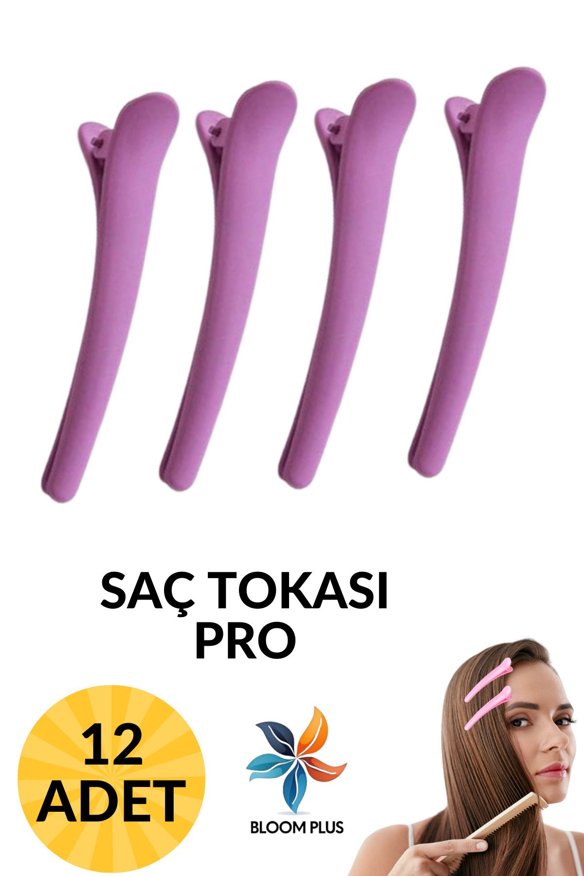 Dihamer Mor Renk Toka Klips Saç Toplama Tokası Kuaför Tokası