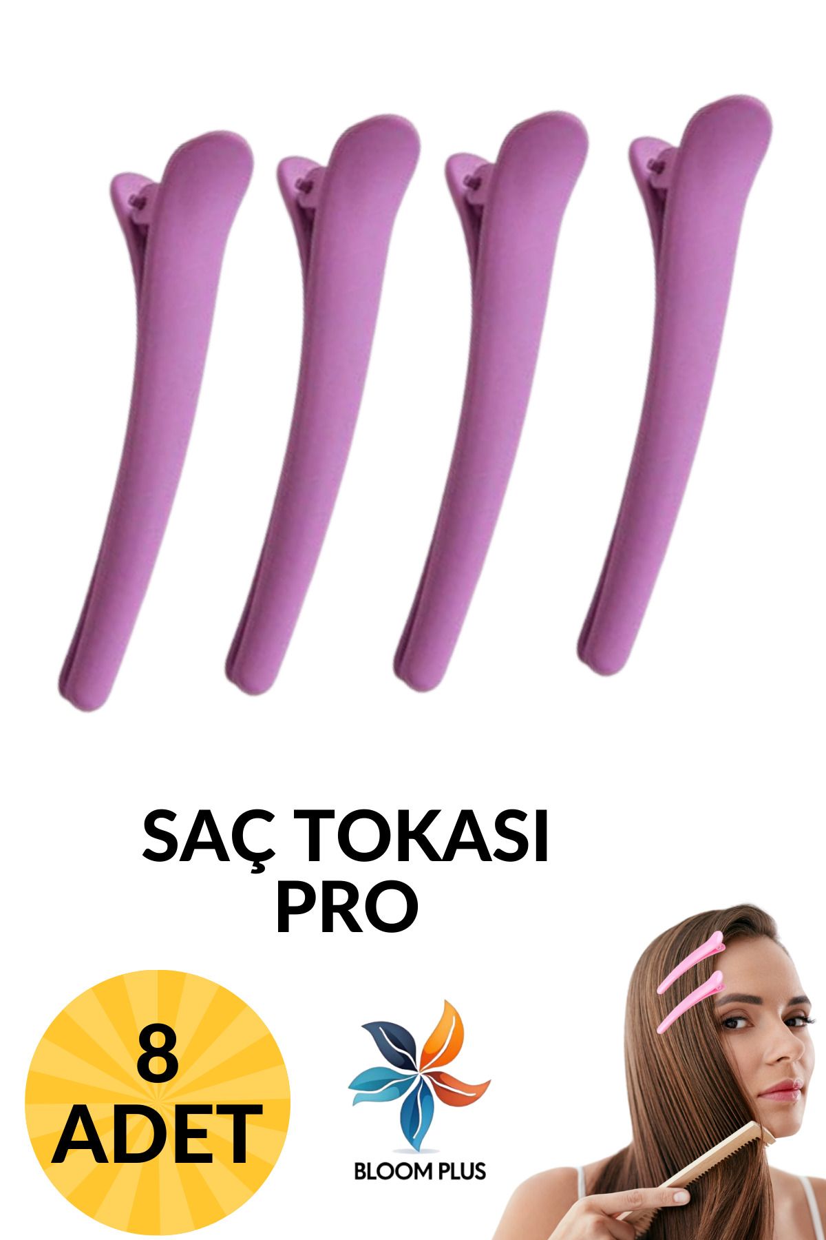 Dihamer Mor Renk Toka Klips Saç Toplama Tokası Kuaför Tokası