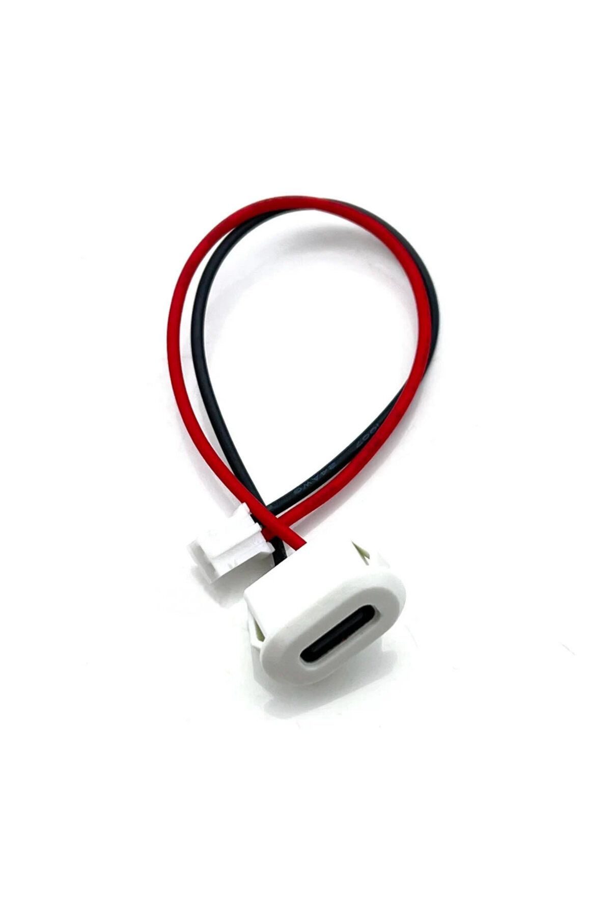 Alkatronik Type C Panel Montaj Dişi Soket 2 Pin 10cm Kablolu Beyaz Uzatma Konnektör Araba Kamera Oyuncak