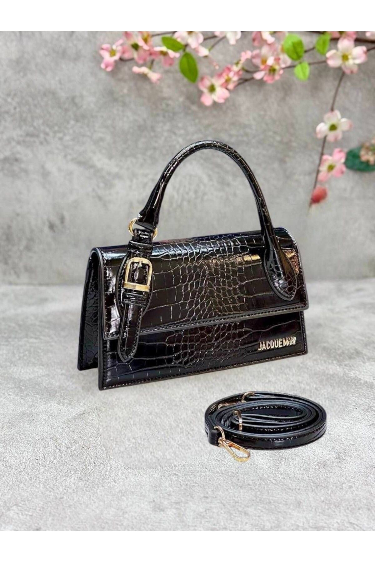LEAUDER WOMEN KADIN ASKILI METAL AKSESUARLI EL VE OMUZ ÇANTASI LONG BOUNCLE SİZE 24*14 CM
