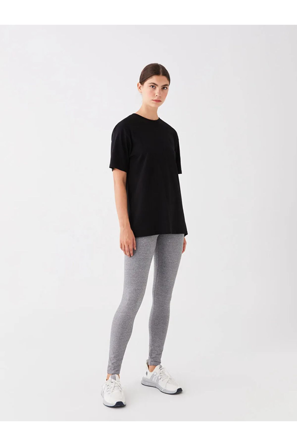 LC Waikiki LCW ECO Gri Kadın Beli Lastikli Ekstra Dar Fit Düz Tayt