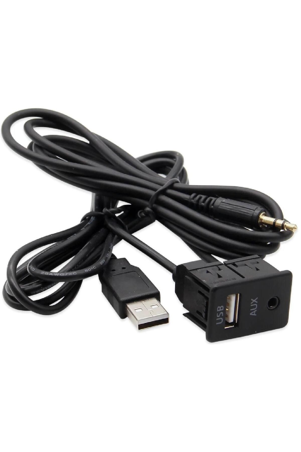Derwell Aux Uzatma Kablo Montaj Aparatı USB Aux Panel Tipi Montajlanabilir Vidalı Tip Araba Motosiklet Tekne