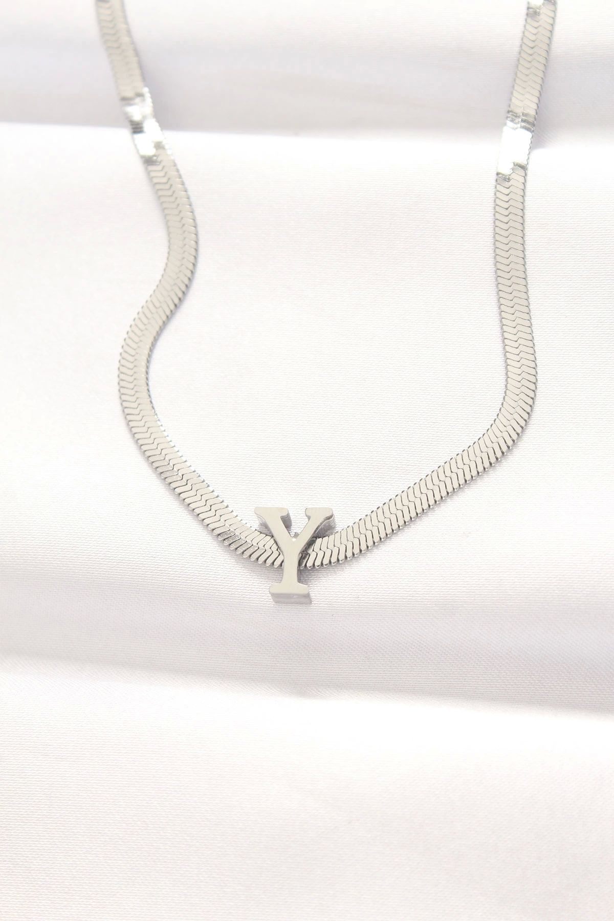 Clariss 316L Çelik Y Harfli Silver Renk İtalyan Zincirli Kolye