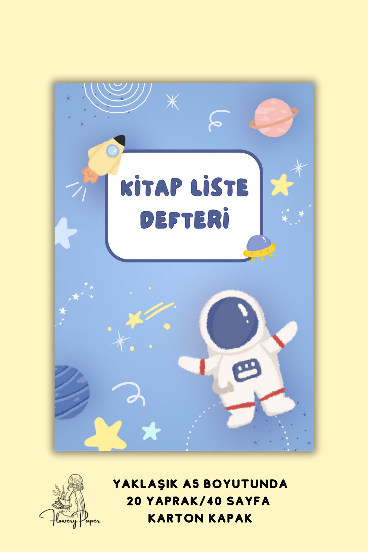 Flowery Paper Kitap Günlüğü , Çocuklar için okuma Günlüğü, Kitap, Defter ,Günlük ,62/124 sayfa