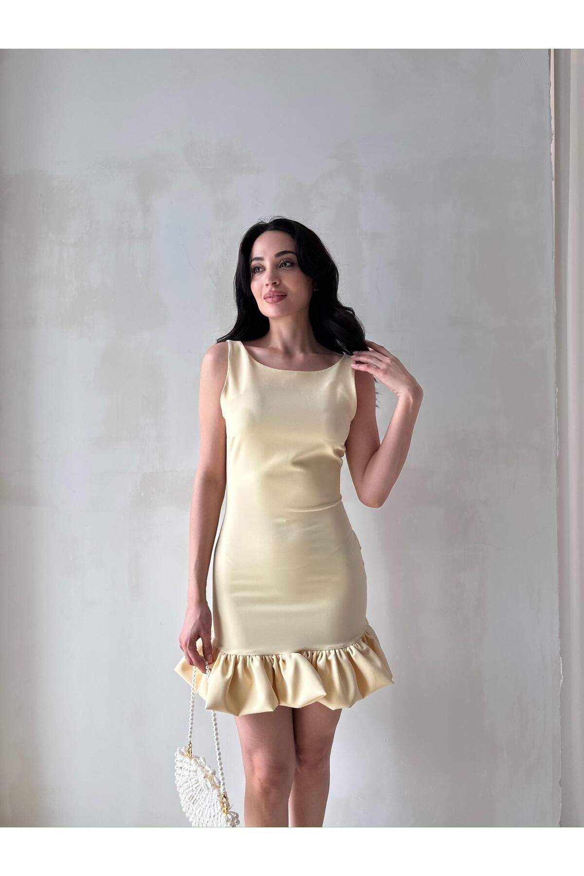 Mooi Butik BROCA Mini Elbise 0980 - Sarı