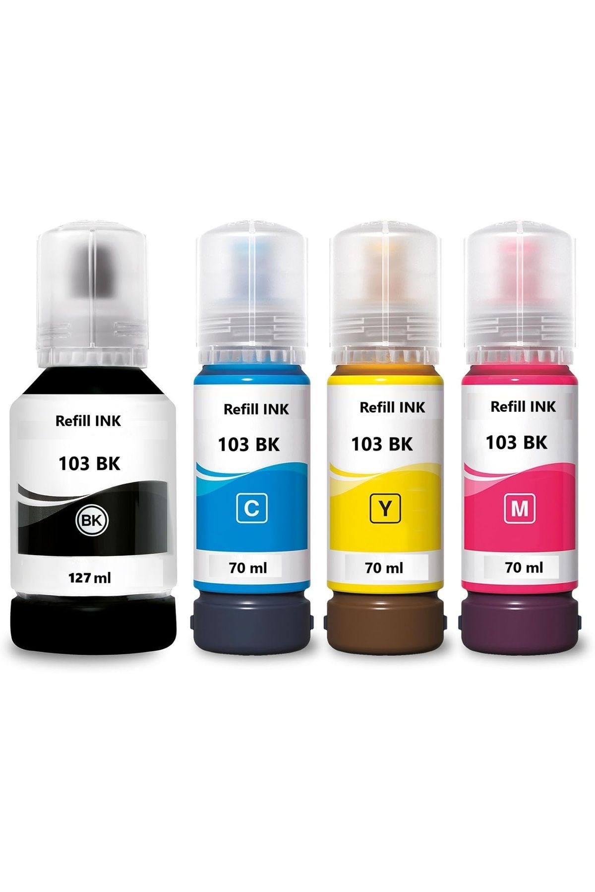 TecHarbor Epson EcoTank L1250 Uyumlu 4 Renk kutulu ve ambalajlı Muadil Mürekkep Seti 127 ml Siyah*70 ml renkli