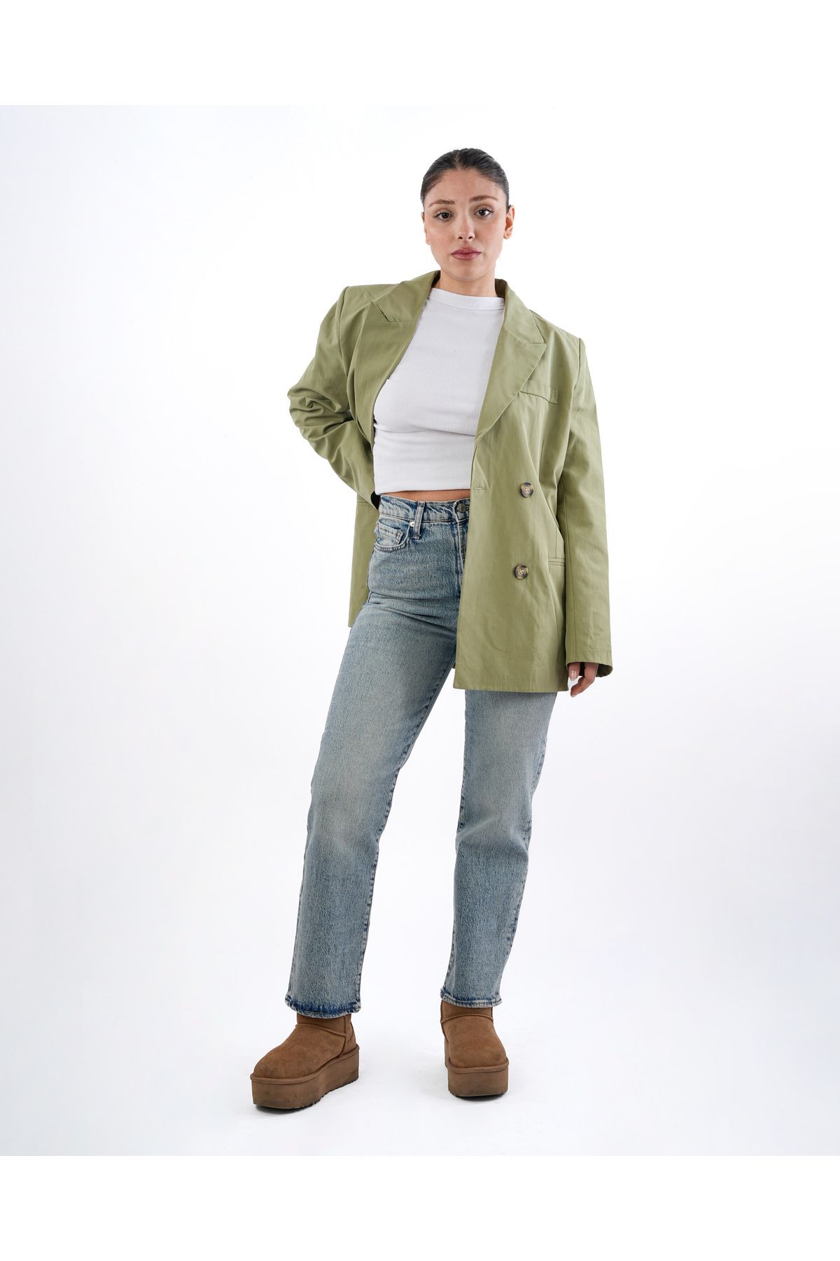 MODA Rahat Kesim Haki Blazer Ceket