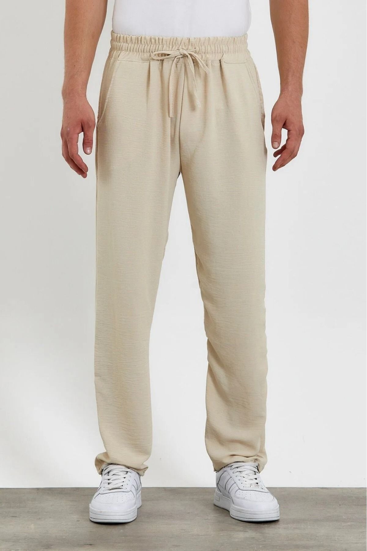 khalif Oversize Gri Aerobin Keten Yazlık Ince Salaş Alt Jogger Pantolon