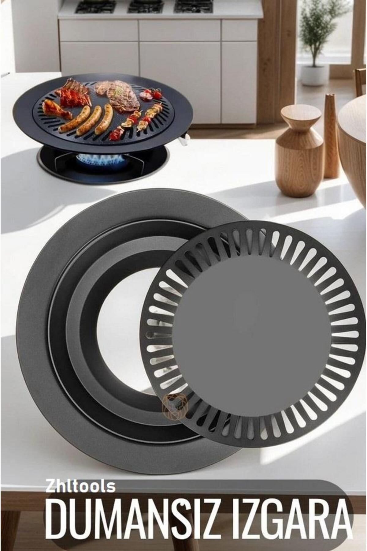 ZhlTools Izgara Stovetop Grill Ocak Üstü Yanmaz Yapışmaz Dumansız Grill