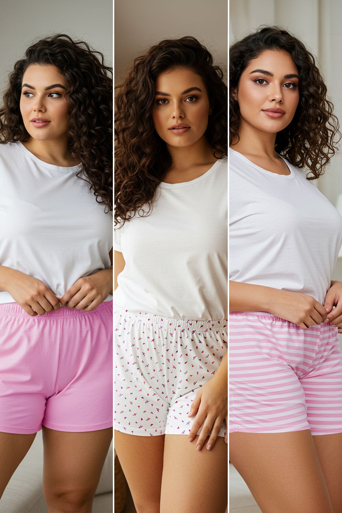 Trendyol Curve-3-Piece Color Pink Single Jersey Knitted Sleepwear Bottoms - 100% Cotton Tbbss25Ia00006 1