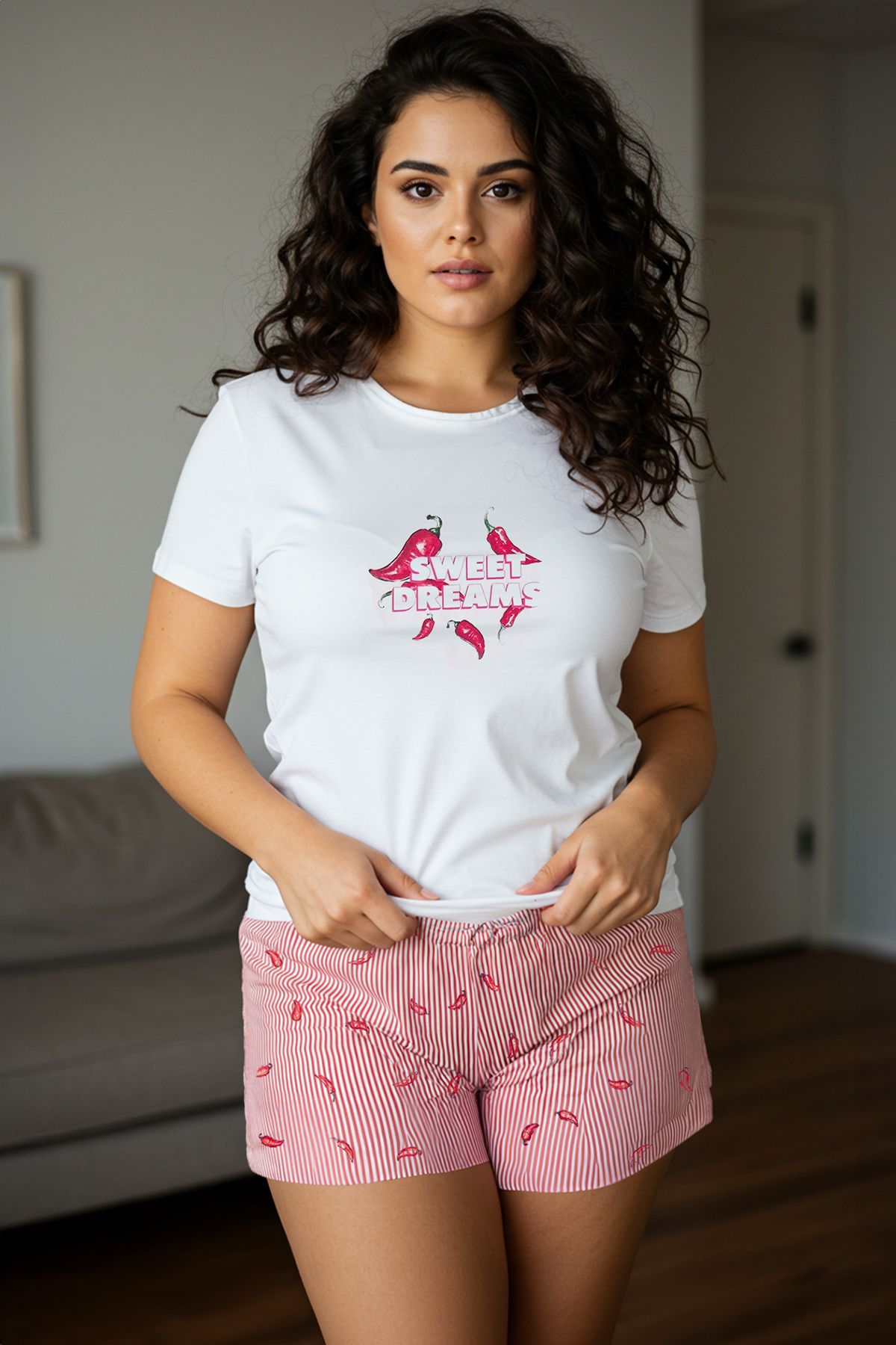 Trendyol Curve Różowy, Prążkowany, Dzianinowy Komplet Piżamowy Z Okrągłym Dekoltem Kobieta - 5XL
