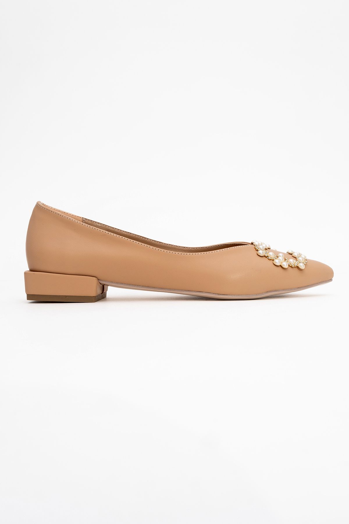 بابیت نود زنانه Ghent Beige Skin Pearl Stone کفش صاف luvishoes