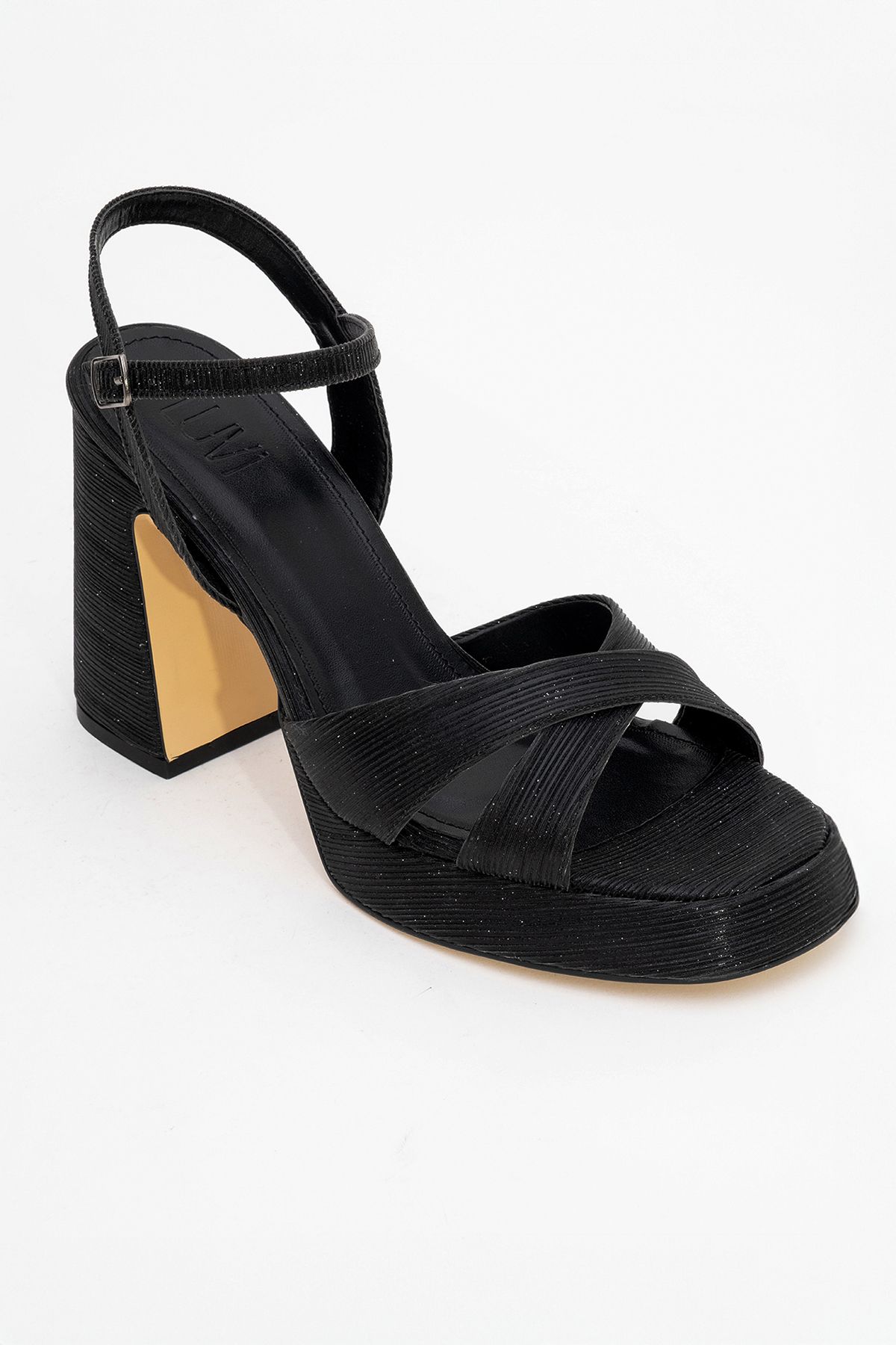 کفش پاشنه کلاسیک سیاه زنانه بلند سکوی Lello مشکی Striped luvishoes
