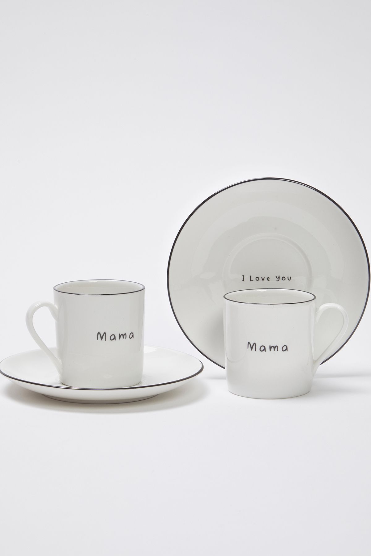 Trendyol Collection Set De 2 Cești De Cafea Din Porțelan Cu Imprimeu „mama I Love You” - One Size