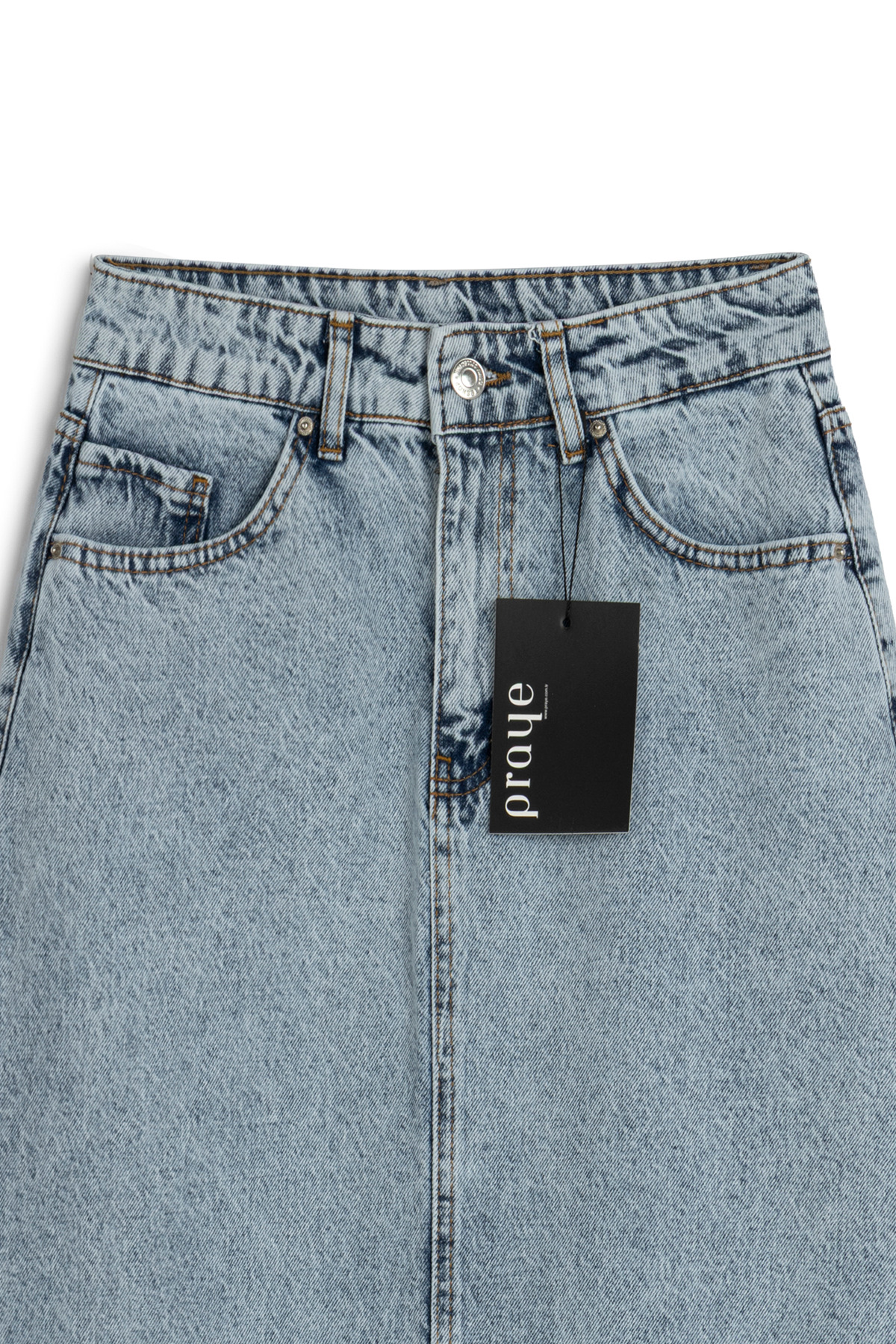 praye  Uzun Çan Denim Etek Buz Mavi - Görsel 4