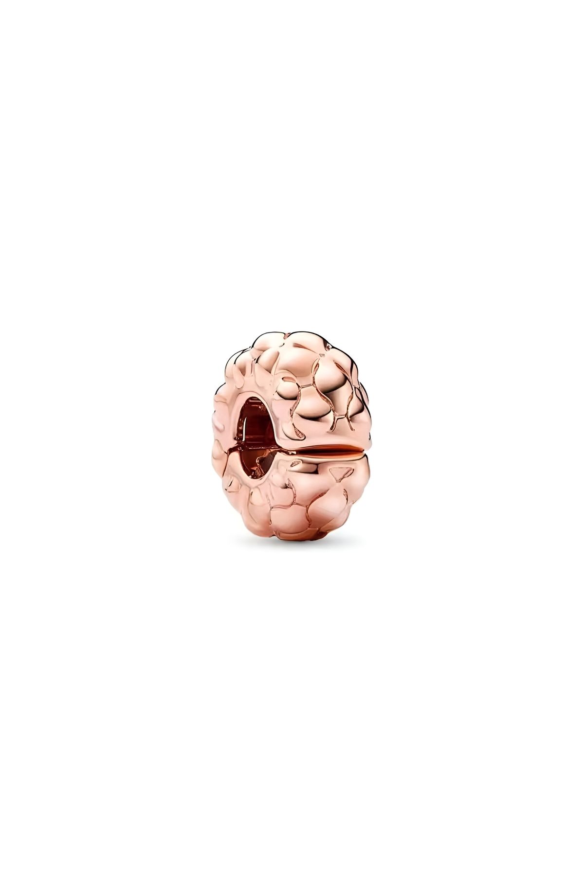 Lux Design 925 Ayar Gümüş Dokulu Klips Charm-Pembe Rose Altın