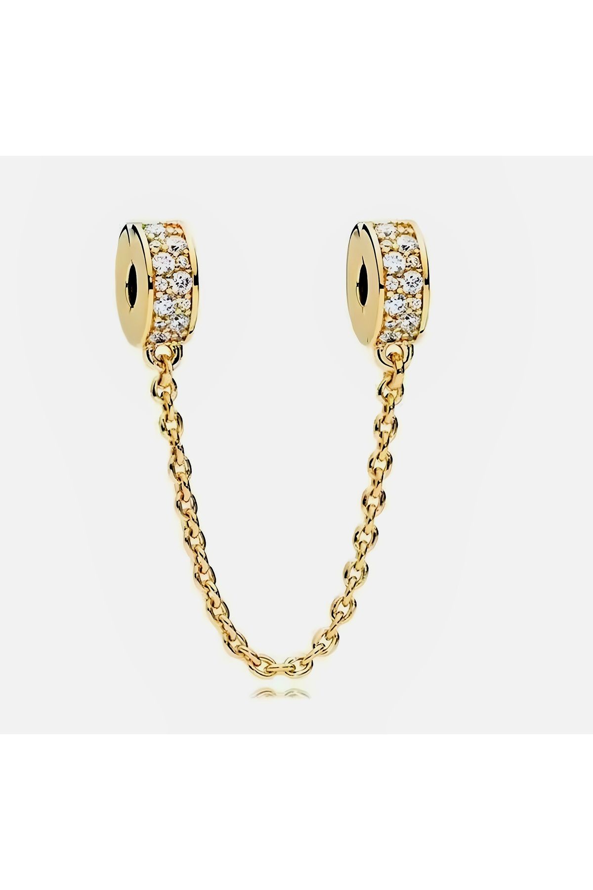 Lux Design 925 Ayar Gümüş Zarif Parıltı Güvenlik Zinciri-Gold Altın