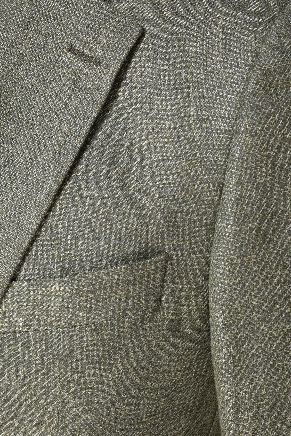 کت سبز مردانه کتان دکمه اورجینال W Collection