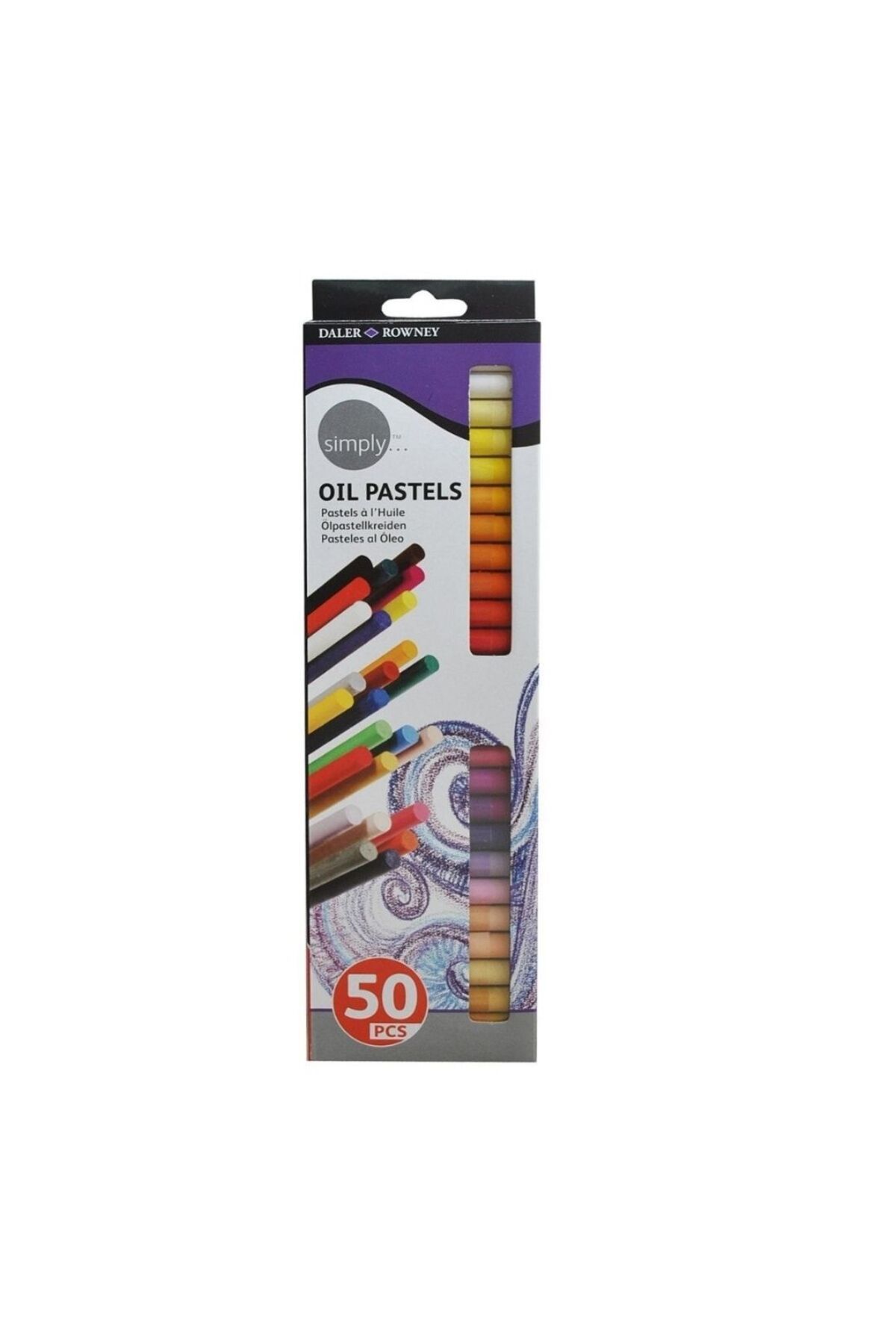 Daler Rowney Simply Yağlı Pastel Boya,Oil Pastel Seti 50 renk