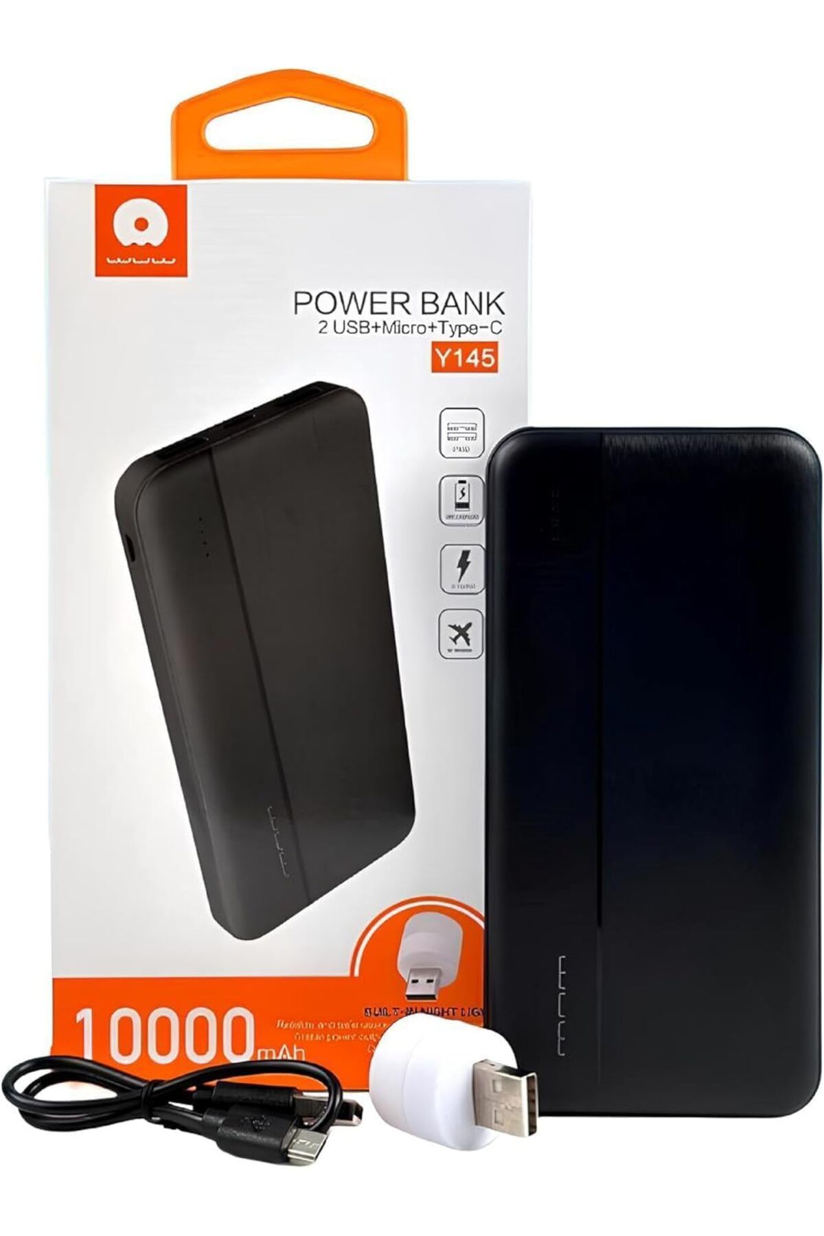 STOREMAX nffashopm 10000 Mah Led Işıklı Hafif Tasarım Taşınabilir Powerbank 2 Usb 1 Micro 1 Type C Giri