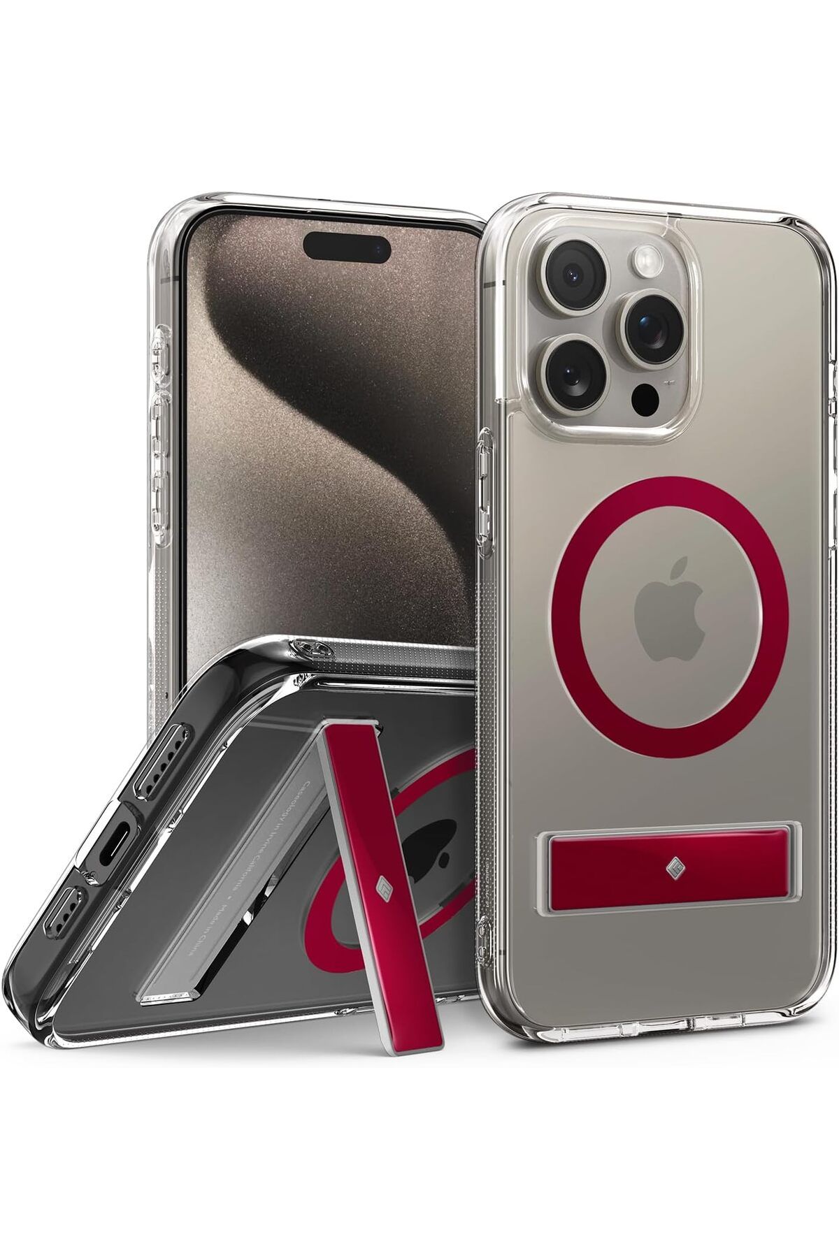 STOREMAX glpzr Caseology iPhone 15 Pro Kılıf Capella Mag MagSafe Özellikli Kickstand Clear Red - ACS07090
