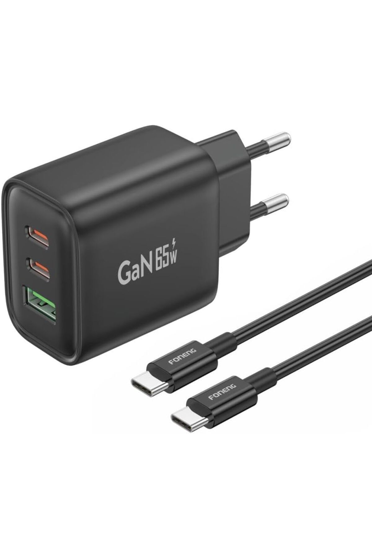 STOREMAX nffashopm GAN10 Gan 65W 2xtype-C 1xusb 3 Girişli Hızlı Şarj Adaptörü - Siyah storestarx 105135