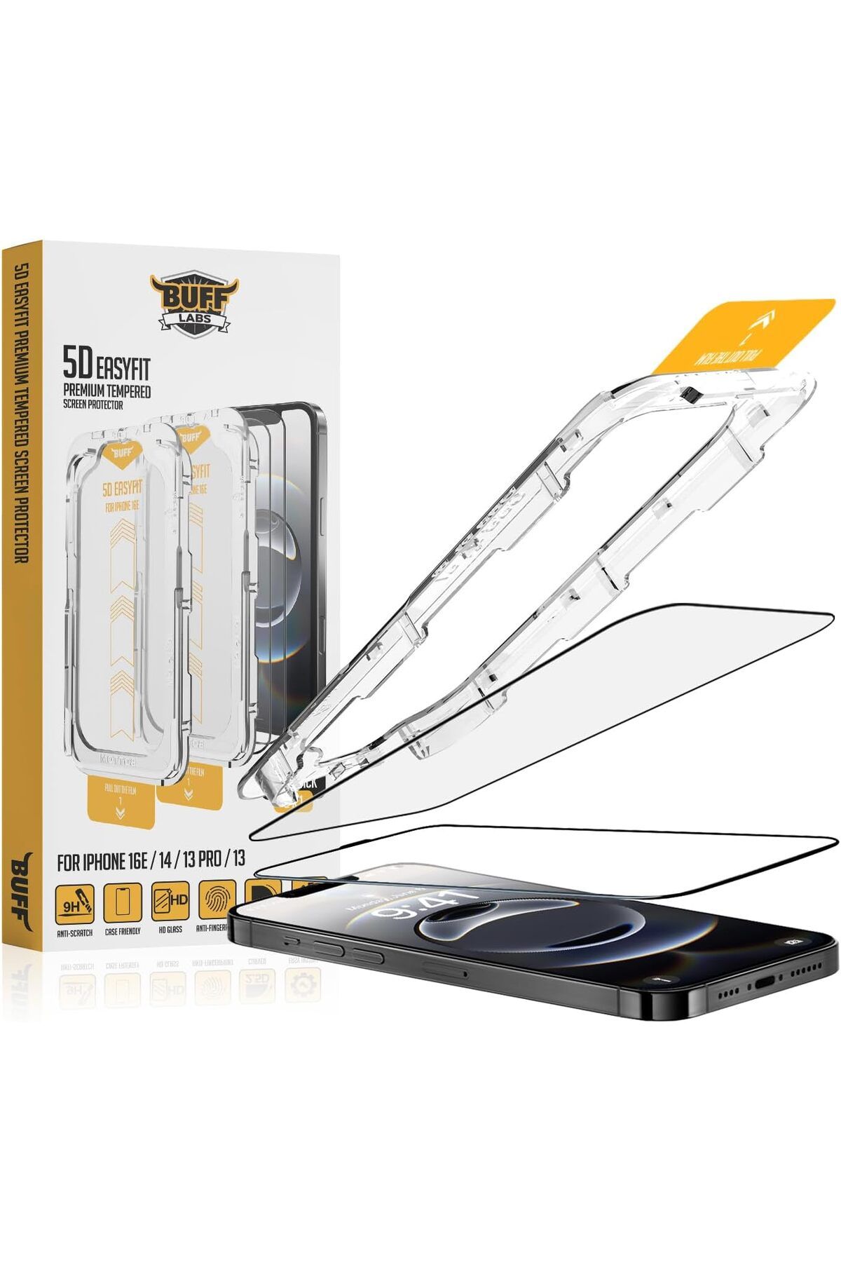 STOREMAX nffashopm iPhone 16 Serisi ile Uyumlu 5D EasyFit 2 Adet Kolay Uygulama Aparatlı Ekran Koruyucu Temp