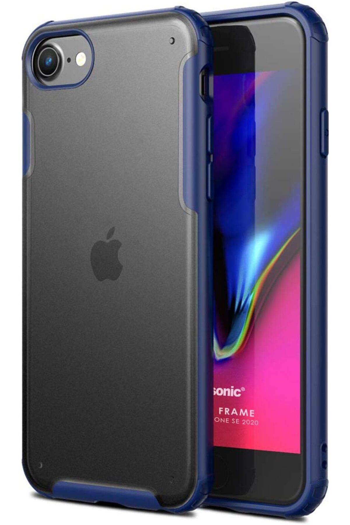 STOREMAX dlshop iPhone SE 2020 için Kılıf Frosted Frame Lacivert [iPhone SE 2020 ile Uyumlu Kılıf - Laci