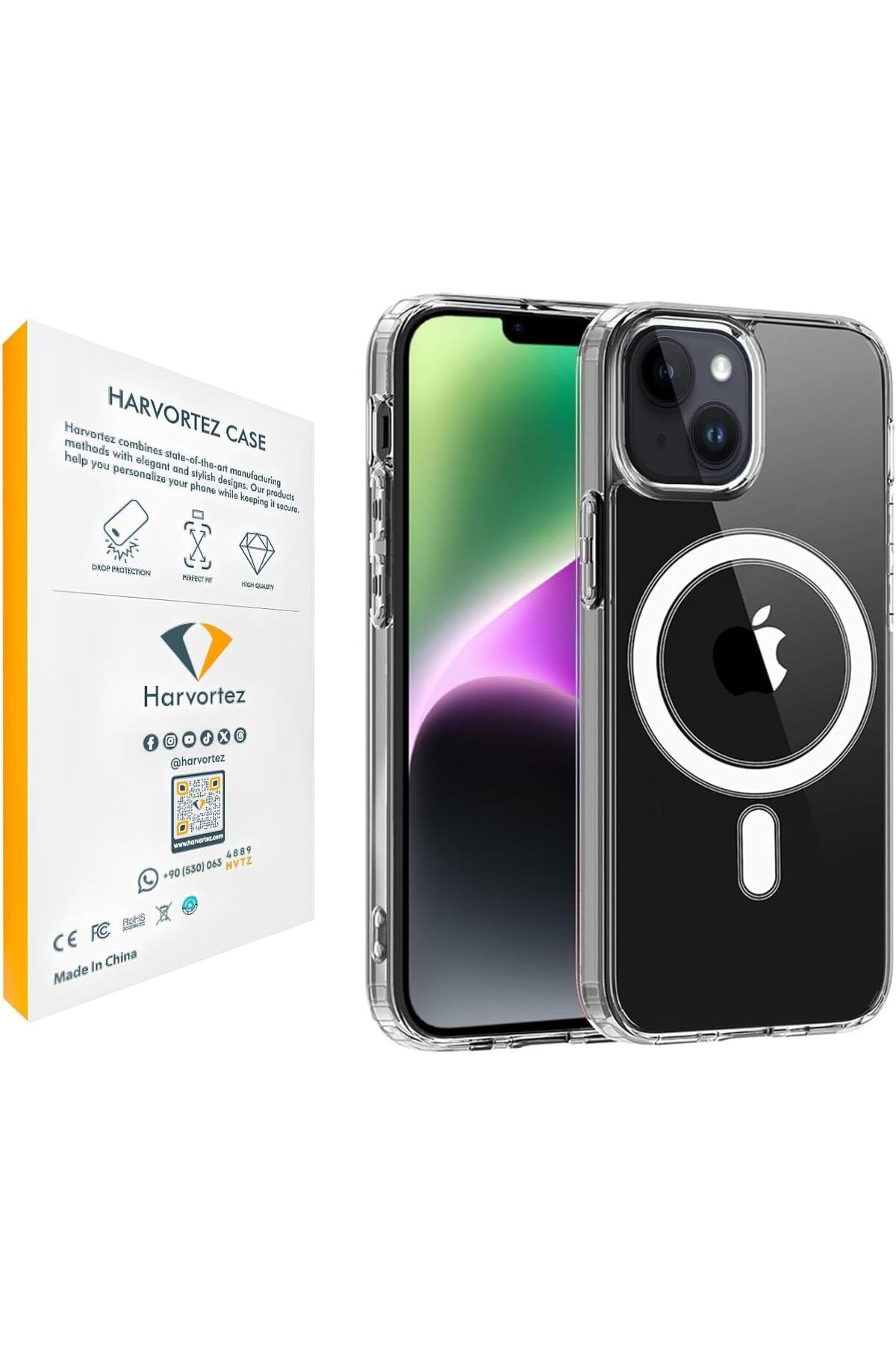 STOREMAX daliashops iPhone 14/13 MagSafe ile Uyumlu ŞEFFAF Güçlü Manyetik Kılıf, Ultra Berrak, PC Çevr