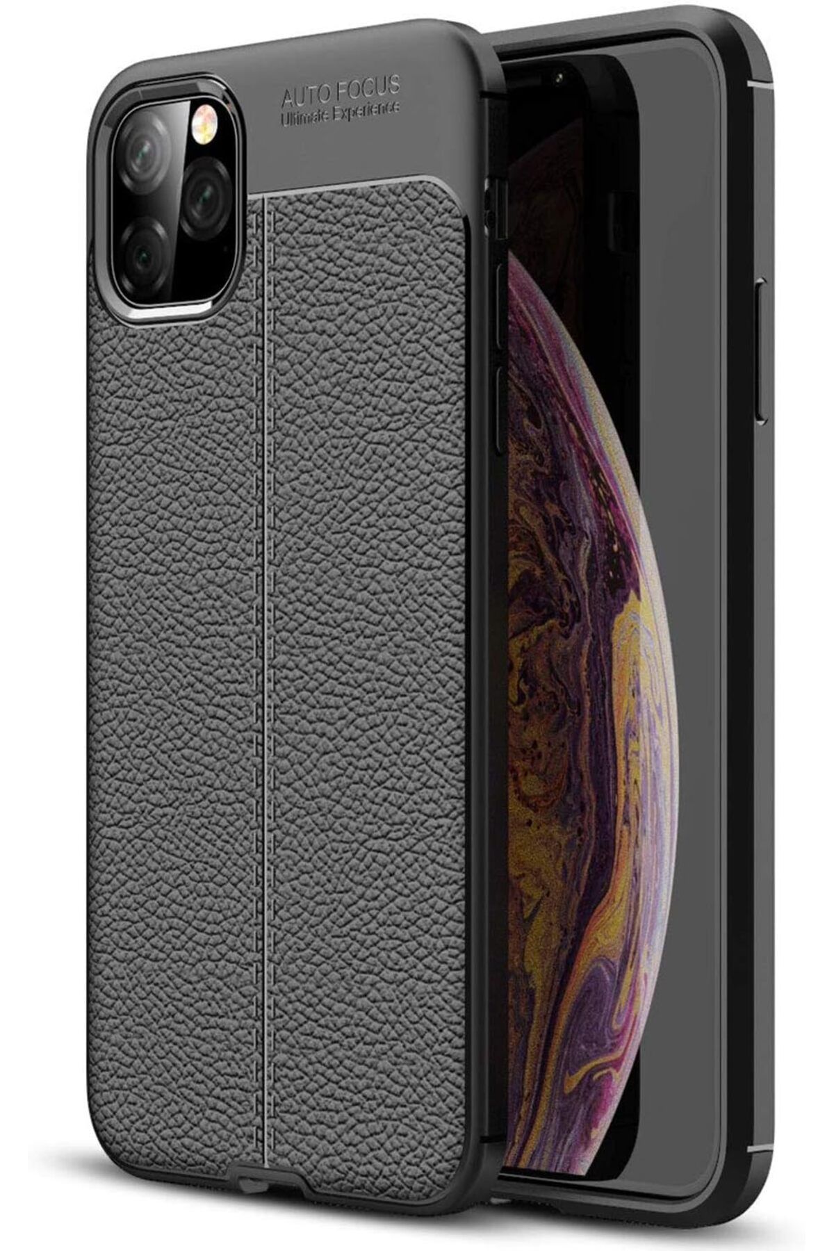 STOREMAX htpshopmx iPhone 11 (6.1'') için Kılıf Deri Dokulu Silikon Siyah [iPhone 11 ile Uyumlu Kılıf -
