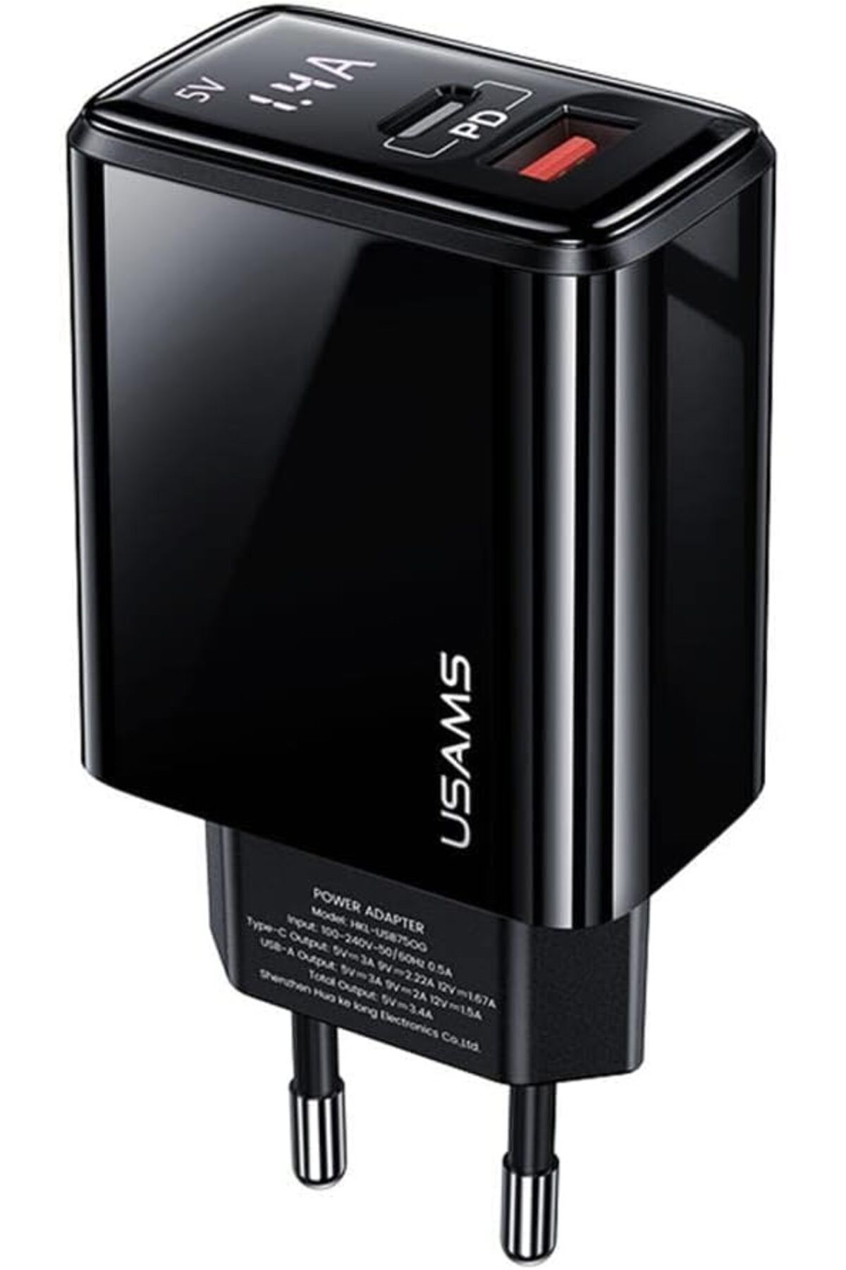 STOREMAX htpshopmx US-CC133 T40 20W QC3.0+PD Type-C+USB Dijital Göstergeli Hızlı Şarj Başlığı str http
