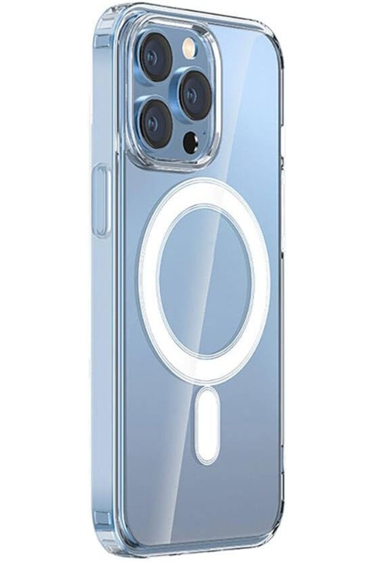 STOREMAX daliashops İle Uyumlu iPhone 15 Pro Max Kılıf Magsafe İle Uyumlu Şarj Özellikli Şeffaf Sert P