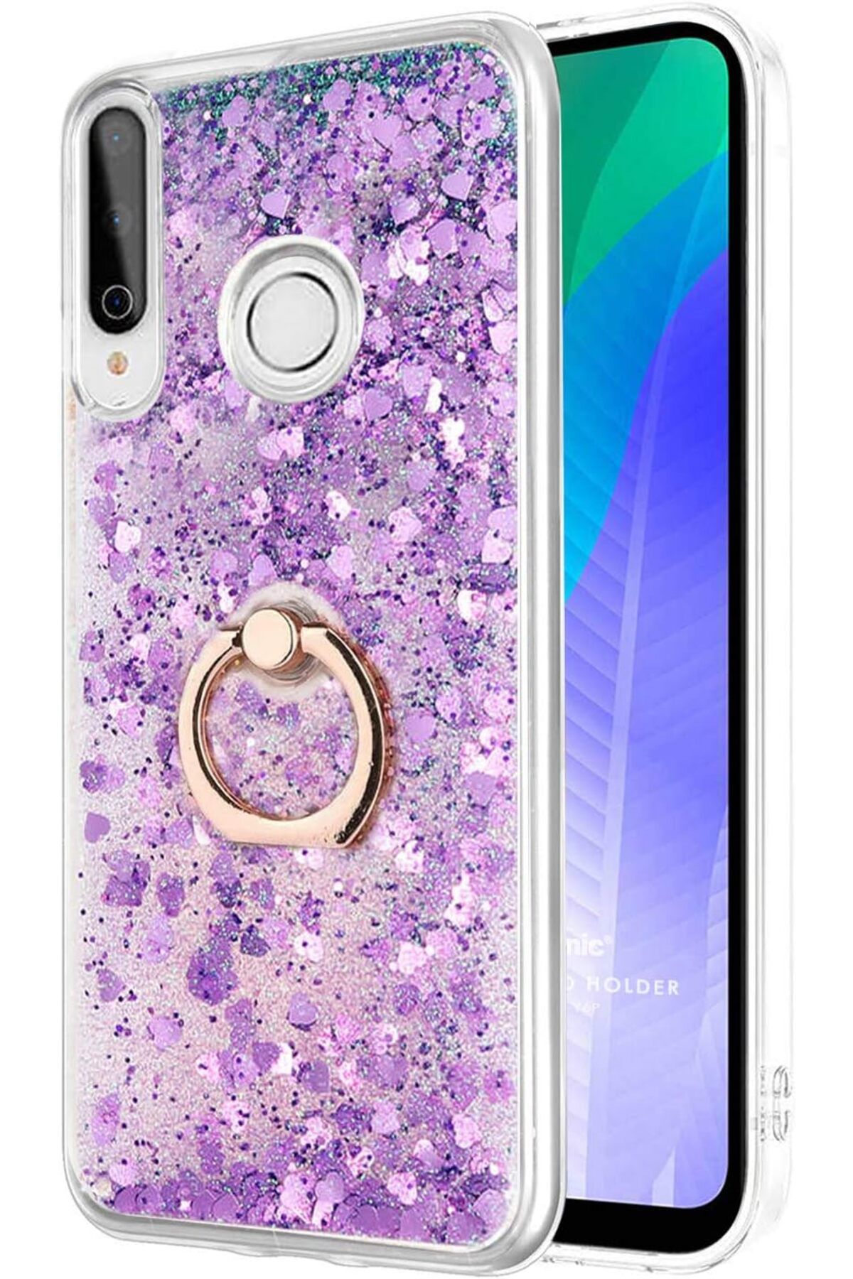 STOREMAX daliashops Y6P için Kılıf Glitter Liquid Holder Mor [Y6P ile Uyumlu Kılıf - Mor] Star Collectio