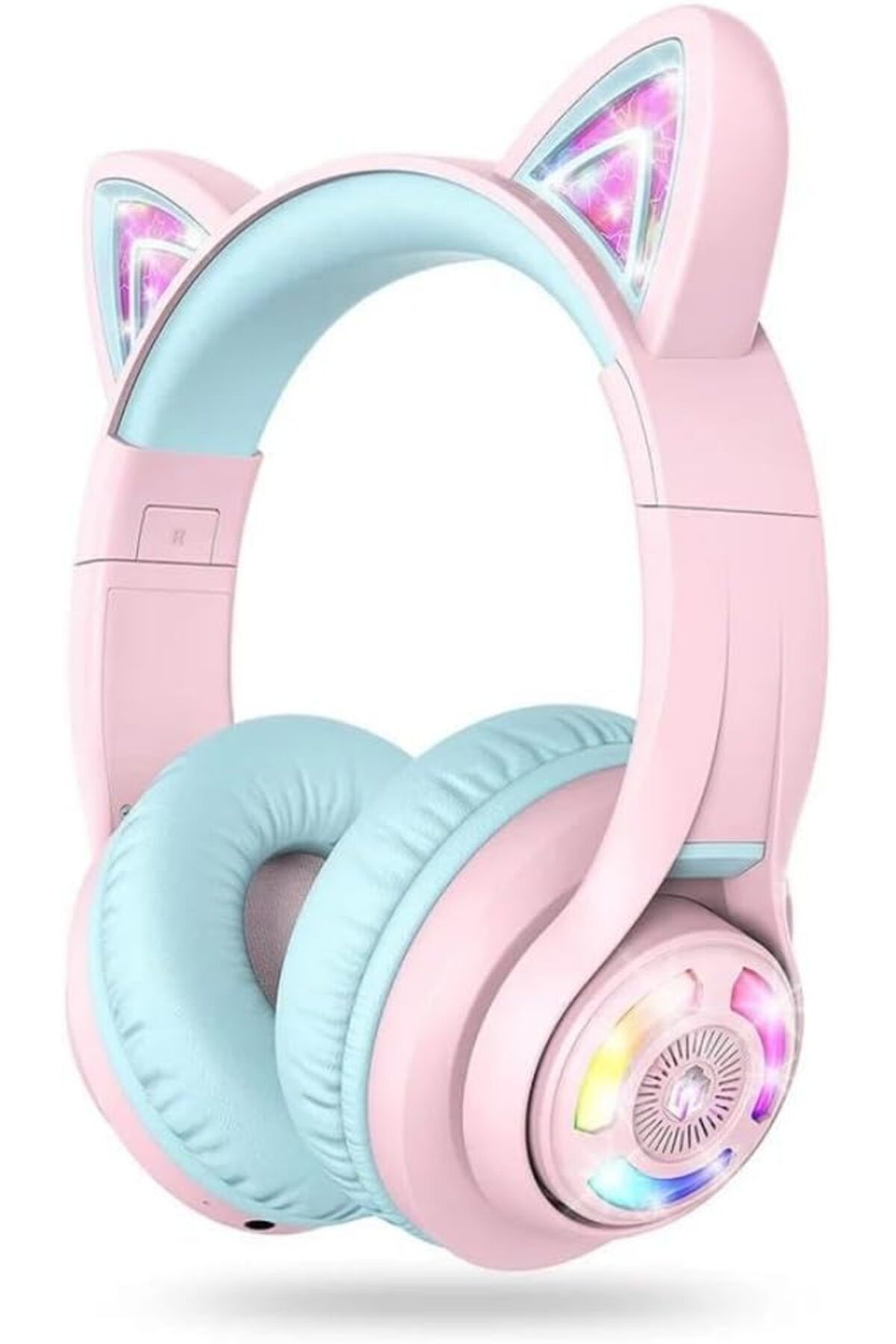 yenibagshop Kedi Kulaklı Led Işıklı Güvenli Ses Sınırlı 50 Saat Oynatma Süreli Bluetooth Çocuk Kulaklığı Pembe